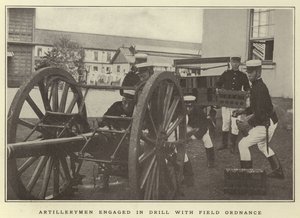 Artillerymen Engaged in Drill with Field Ordnance by Japanese Photographer