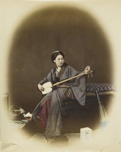 Woman playing the shamisen