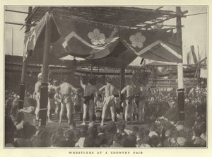 Wrestlers at a Country Fair by Japanese Photographer