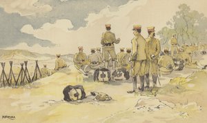A Battalion of the Imperial Guard Halting on Its Way to Liao-yang by Japanese School