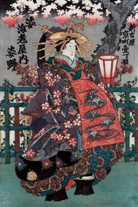 Center Panel from a Japanese Courtesans Triptych by Japanese School