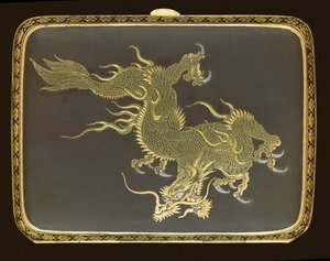 Cigarette case decorated with a dragon, made in a Komai factory, c.1900 by Japanese School