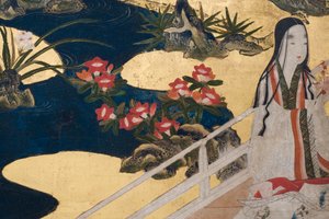 (detail) Spring in the Palace, Six-Fold Screen from The Tale of Genji, c.1650 by Japanese School