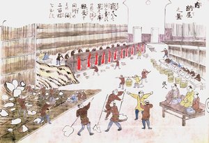 Factory for the preparation of whale products, late 19th century by Japanese School