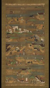 Illustrated Biography of Prince Shōtoku, hanging scroll, Kamakura period