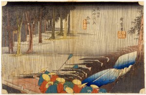 Landscape in the rain. Japanese print. sd. 19th century by Japanese School