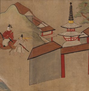 Man Riding Near Pagoda, Illustration from the Taishokkan