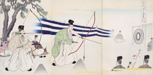 Nobles Practising Archery, from an Album of Woodcuts