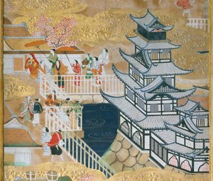 Osakazu Byobu - Japanese eight-panel folding screen by Japanese School