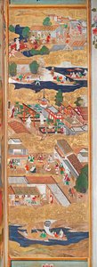 Osakazu Byobu - Japanese eight-panel folding screen by Japanese School