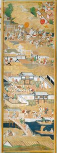 Osakazu Byobu - Japanese eight-panel folding screen by Japanese School