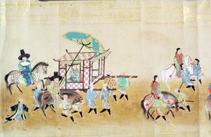 Part of the Sixth Korean Embassy to Japan at the time of Tokugawa Ietsunas succession in 1651, possibly by Kano Masunobu 1655-57 by Japanese School