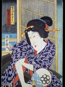 Portrait of actress with fan by Japanese School