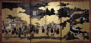 Portuguese screen: a representation of the arrival of Portuguese Jesuit missionaries in Japan in the 16th century