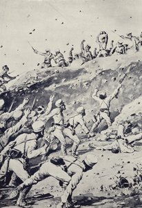 Russian Soldiers throwing Stones from a Position on the To-shan by Japanese School