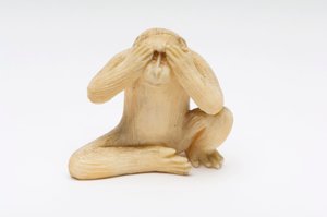 See No Evil, one of the Three Wise Monkeys by Japanese School