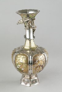 Silver, gilt and enamel shibayama vase, late 19th century