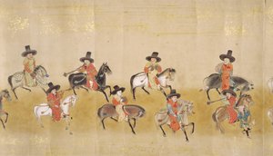 Sixth Korean Embassy to Japan in Meireki 1 at the time of Tokugawa Ietsunas succession in 1651, possibly by Kano Masunobu (1625-94) (detail) by Japanese School