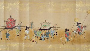 Sixth Korean Embassy to Japan in Meireki 1 at the time of Tokugawa Ietsunas succession in 1651, possibly by Kano Masunobu (1625-94) (detail) by Japanese School