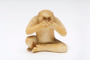 Speak No Evil, one of the Three Wise Monkeys by Japanese School