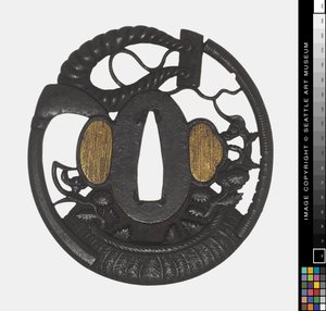 Tsuba: Flowers, Scythe, Rope, early 18th century by Japanese School