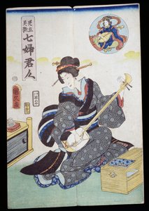 Woman playing shamisen