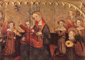 Compartment from an Altarpiece with the Virgin and the Child and Angel Musicians, Early 15th Century by Jaume Cabrera