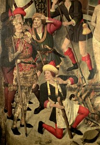 St. Vincent Altarpiece: Torment of St. Vincent on the grill, Dacian and executioners (detail)