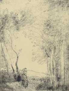 Young Mother at the Edge of a Wood by Jean-Baptiste-Camille Corot