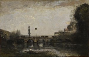 Landscape with Bridge by Jean-Baptiste-Camille Corot