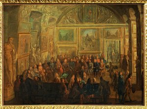 View of the Salon de Diane at the Louvre; a Session of the Academy of Painting by Jean Baptiste (after) Martin