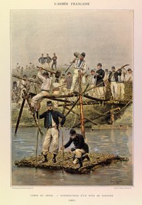 Types and Uniforms of the French Army by Captain Jules Richard, Illustrated by Edouard Detaille: Corps of Engineers; Construction of a Fascine Bridge in 1887 by Jean Baptiste Edouard Detaille