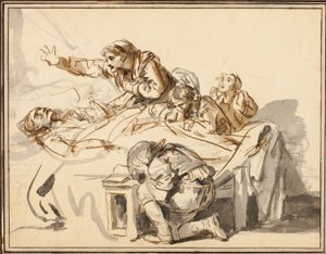 Women and Children Mourning a Dead Man by Jean-Baptiste Greuze
