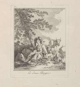 The Young Shepherdess, plate two from Divers Habillements des Peuples du Nord by Jean-Baptiste Le Prince