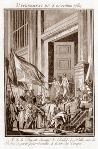 French Revolution - La Fayette leaving the Paris City Hall to go to Versailles, October 5 by Jean Francois Janinet
