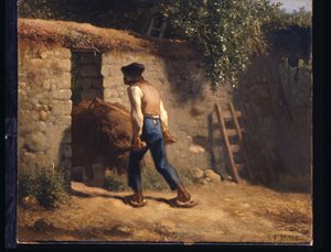 Peasant With A Wheelbarrow by Jean Francois Millet