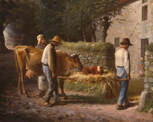 Peasants Bringing Home a Calf Born in the Fields by Jean-Francois Millet