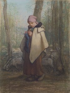 The Knitting Shepherdess by Jean-Francois Millet