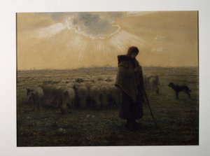 The Shepherdess and Her Flock by Jean-Francois Millet