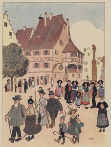 German Tourists in an Alsace Village by Jean Jacques Waltz