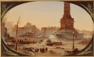 Place de la Bastille and the Barricade at the Entrance of Faubourg Saint-Antoine, June 25, 1848, in 25-6-1848