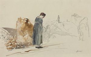 a) The Germans Have Left (recto); b) Sketch of a Man (verso)