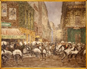 The release of the evening newspapers, rue du Croissant in 1914 by Jean Louis Lefort