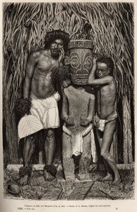 An Inhabitant of Hiva-Oa and His Son with a Carved Wooden Idol by Jean Andre Rixens
