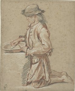 Boy with Felt Hat by a Tub by Jean Antoine Watteau (rejected attribution)