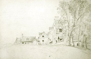 Landscape along a Road Bordered by Trees by Jean Antoine Watteau