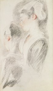 Two studies of a woman, three-quarters from rear, one in profile by Jean Antoine Watteau