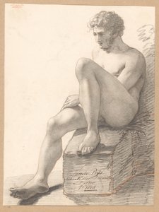 Seated Male Nude Seen from the Front (2nd Prize 1808) by Jean Augustin Daiwaille