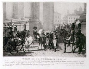 The Entrance of Napoleon into Berlin in October 1806, engraved by Louis Jean Allais by Jean Baptiste (after) Debret