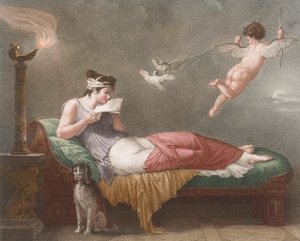 Cupid delivers a love letter by Jean Baptiste (after) Mallet